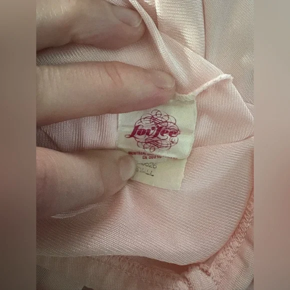 Vintage 1970s Lov’Lee Light Pink Nightgown with Crochet Butterfly (S) - Picture 8 of 13